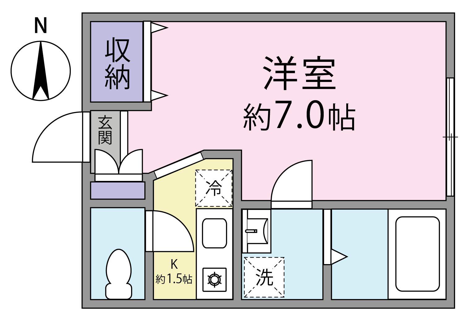 プラージュ荻窪(1K/1階)の間取り写真