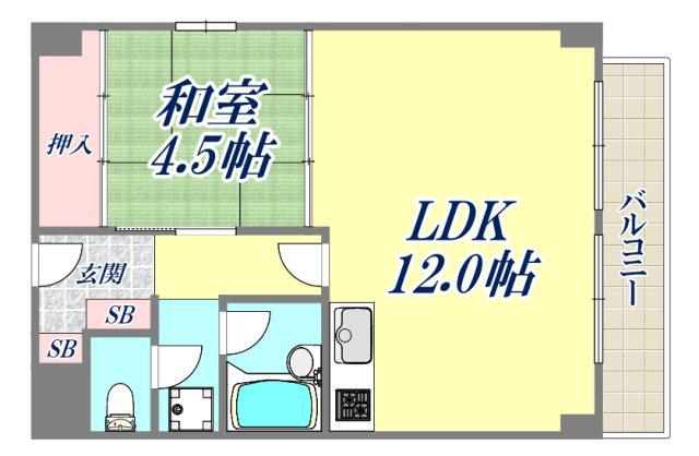 SAINT甲子園口(1LDK/2階)の間取り写真