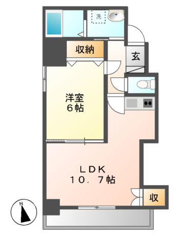 ヒルズ新栄(1LDK/9階)の間取り写真