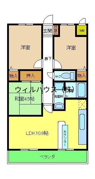 フレア・ブローリー(3LDK/1階)の間取り写真