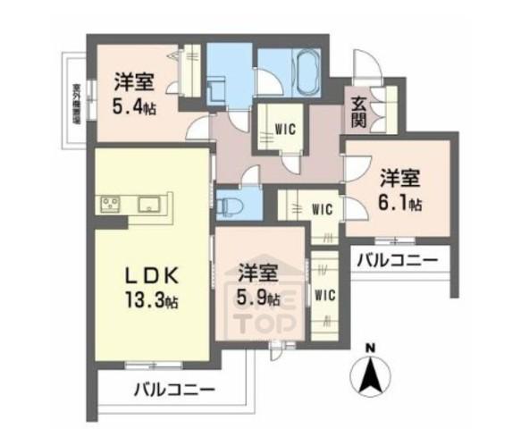 グランファミール箕面小野原(3LDK/3階)の間取り写真