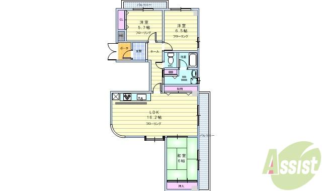 パレスローヤル(3LDK/4階)の間取り写真