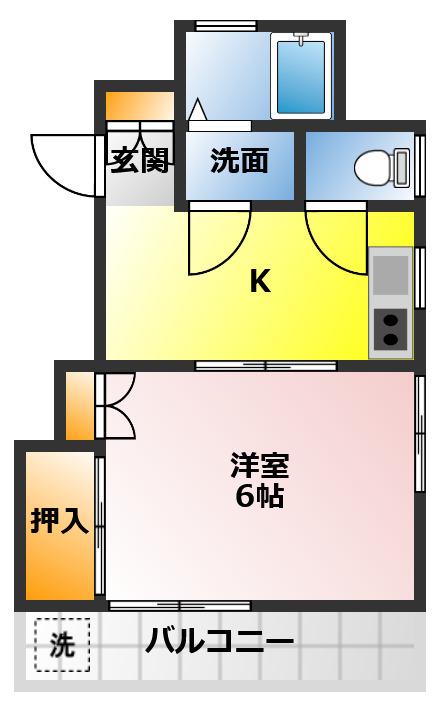 EXCEL富士見(1DK/2階)の間取り写真