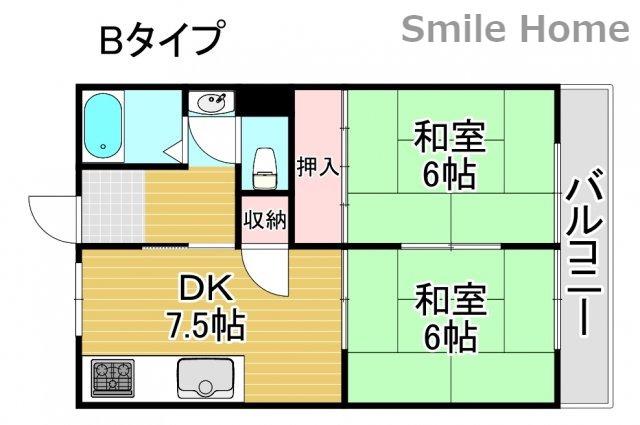 LINK住之江公園(2DK/4階)の間取り写真