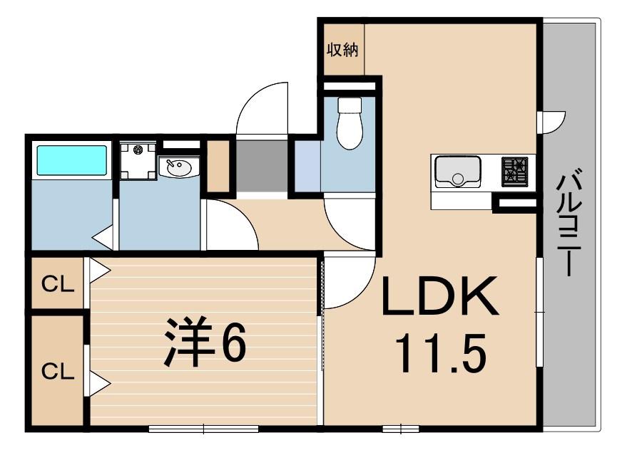 フォルトゥーナ(1LDK/2階)の間取り写真
