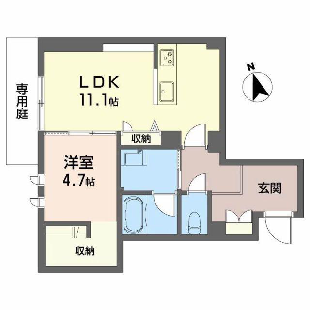 シャーメゾン ラ テラ(1LDK/1階)の間取り写真