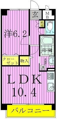 BROWNY COCOブラウニー ココ(1LDK/3階)の間取り写真