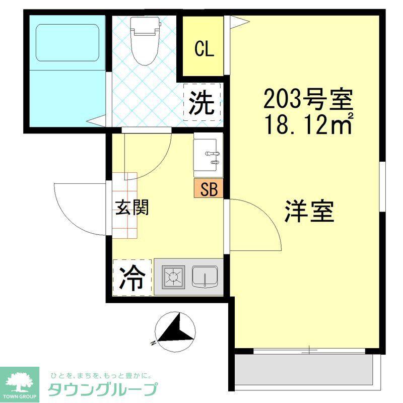 ボンボニエール一之江(1K/2階)の間取り写真