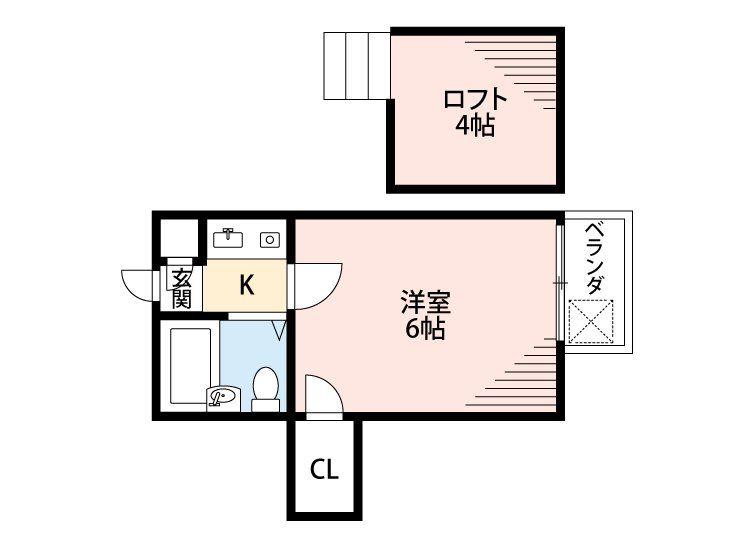 ジュネパレス稲毛東(1K/4階)の間取り写真