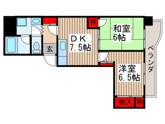桶川中央マンション(2DK/5階)の間取り写真