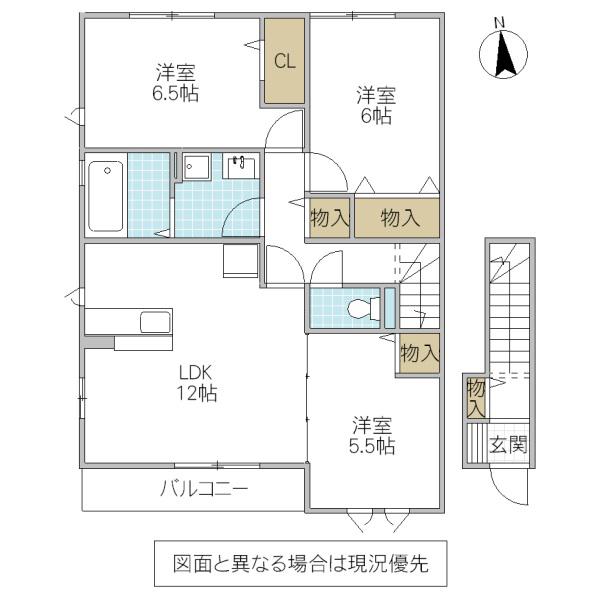 ヴェヌストE(3LDK/2階)の間取り写真