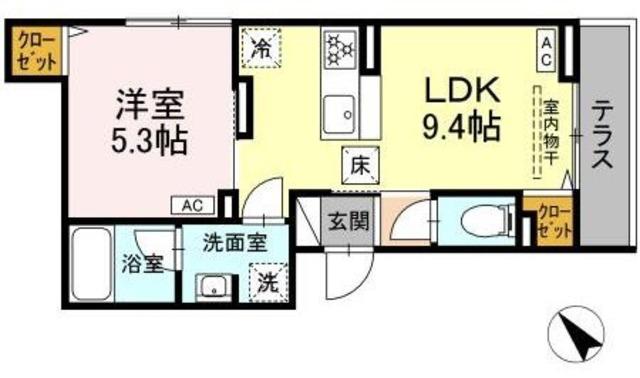 セレスティア堀切II II(1LDK/1階)の間取り写真