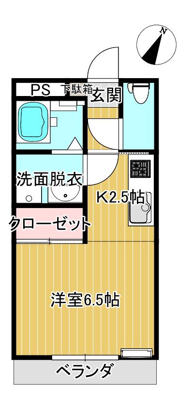 サンライズ西浜(ワンルーム/1階)の間取り写真