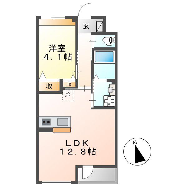 グレンディール(1LDK/1階)の間取り写真