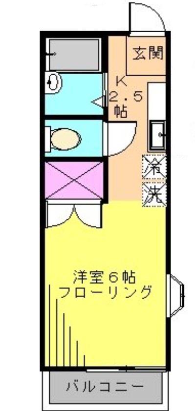 コーポレート滝原(1K/1階)の間取り写真