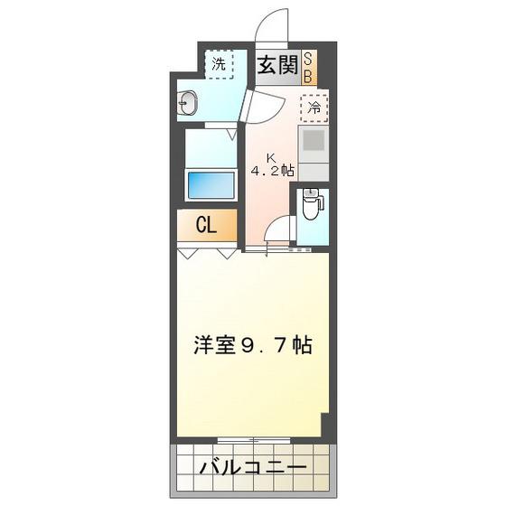 フローラル堀木(1K/8階)の間取り写真