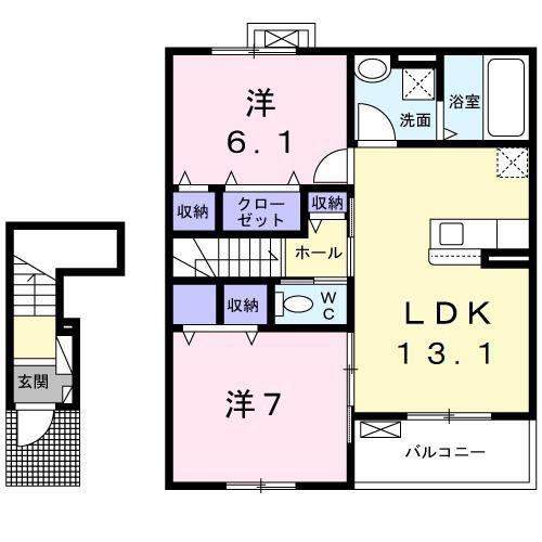 アンジュ(2LDK/2階)の間取り写真