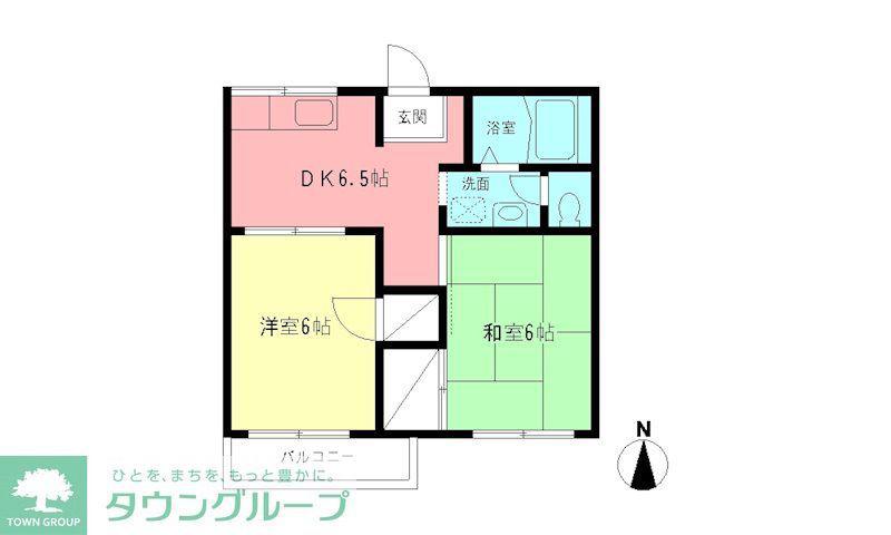 サン・ルピナス(2DK/2階)の間取り写真