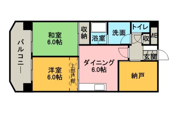ダイアパレス大名第2(2SDK/3階)の間取り写真