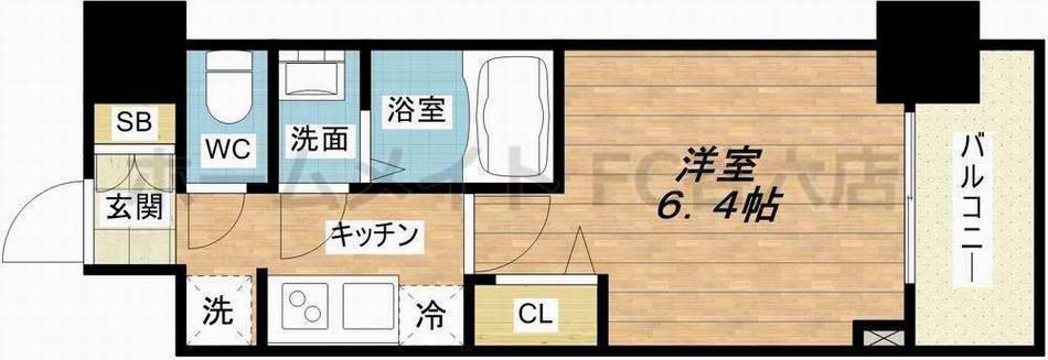 アドバンス大阪ブリス(1K/4階)の間取り写真