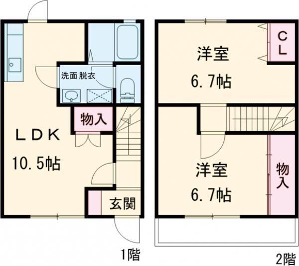 ルミエールA(2LDK/1階)の間取り写真