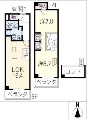 LIFE OF CALM(2LDK/4階)の間取り写真
