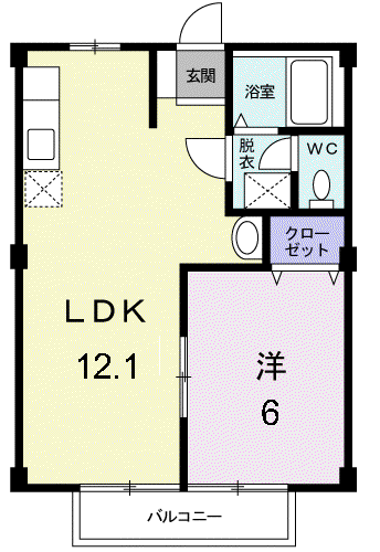 エスペランサ大吹(1LDK/2階)の間取り写真