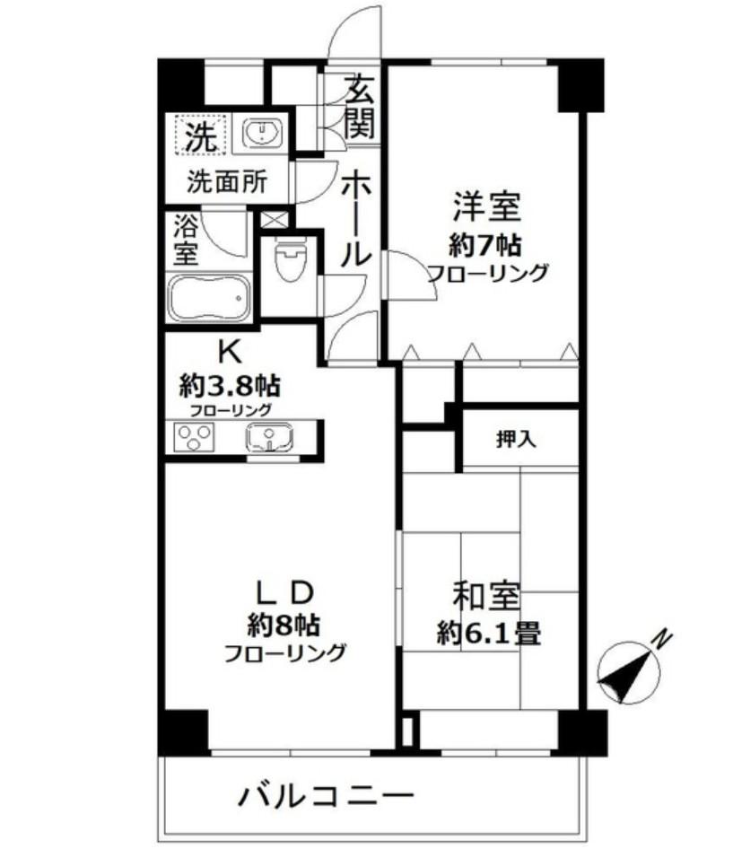 N-FLATS 横浜大岡(2LDK/4階)の間取り写真