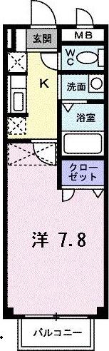 プランドールA(1K/2階)の間取り写真