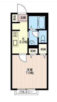 イーグリットH(1K/2階)の間取り写真