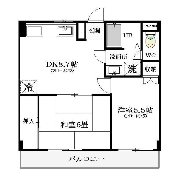 ベイガーデンハヤシ(2DK/2階)の間取り写真