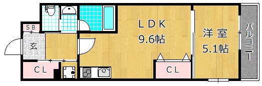 ルシアコートMITSUYA(1LDK/1階)の間取り写真
