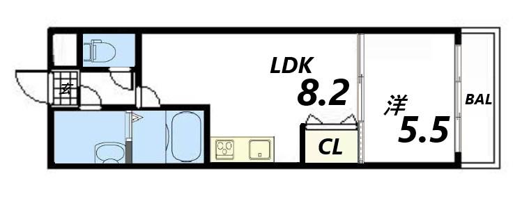 フジパレス尼崎西(1LDK/2階)の間取り写真