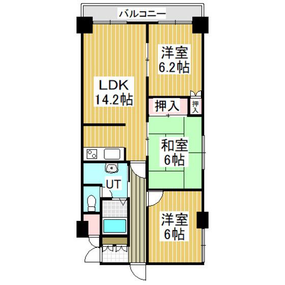グランドール緑町(3LDK/6階)の間取り写真