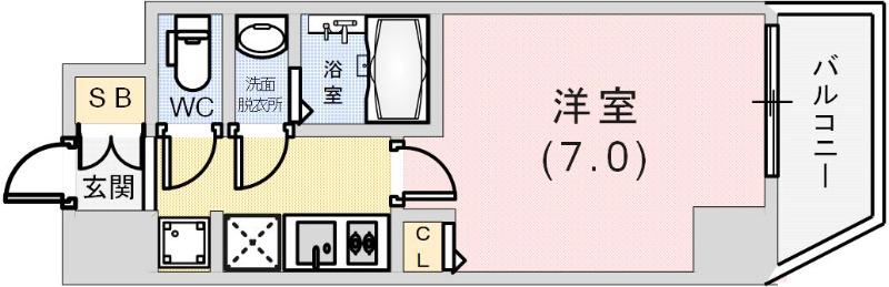クレストタップ神戸湊町NOIR(1K/11階)の間取り写真