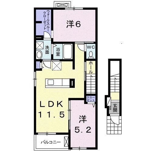 ヴァンヴェール B(2LDK/2階)の間取り写真