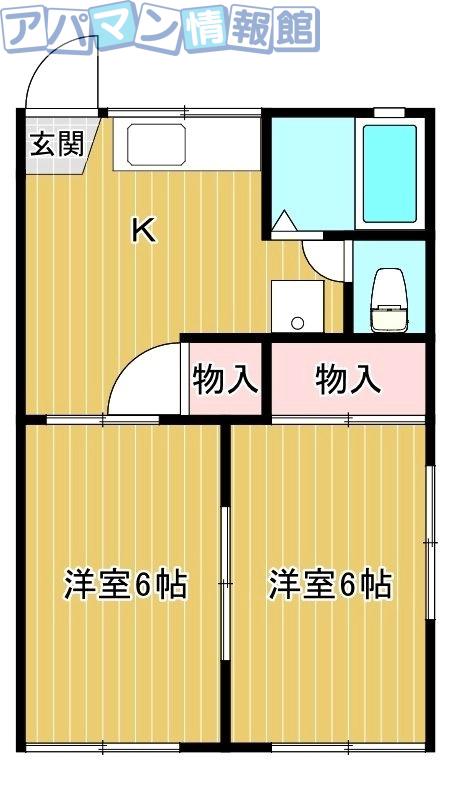スカイハイツ(2DK/2階)の間取り写真