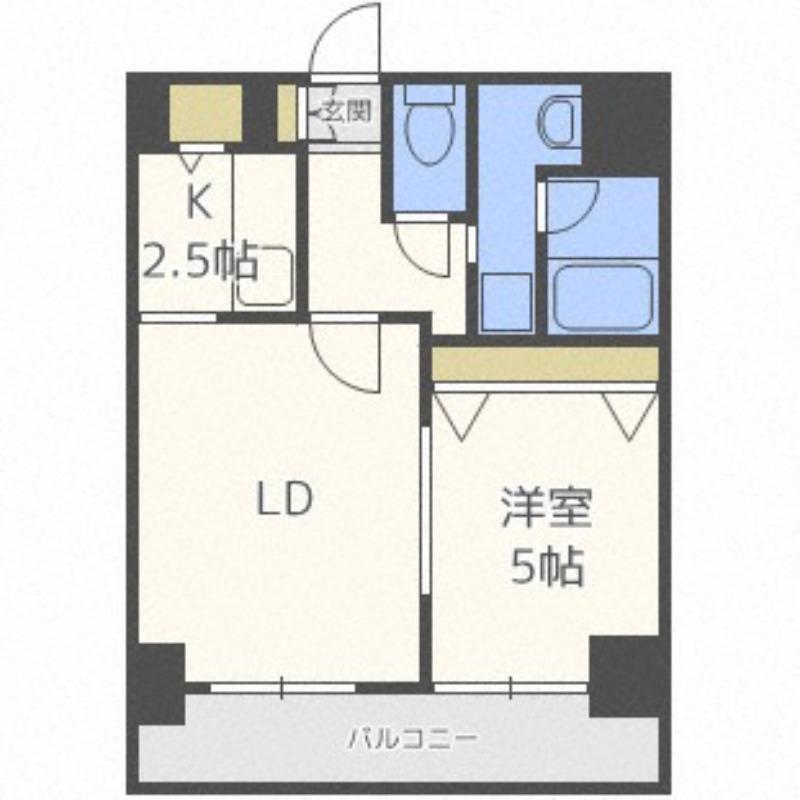 ラクラス札幌北7条(1LDK/5階)の間取り写真