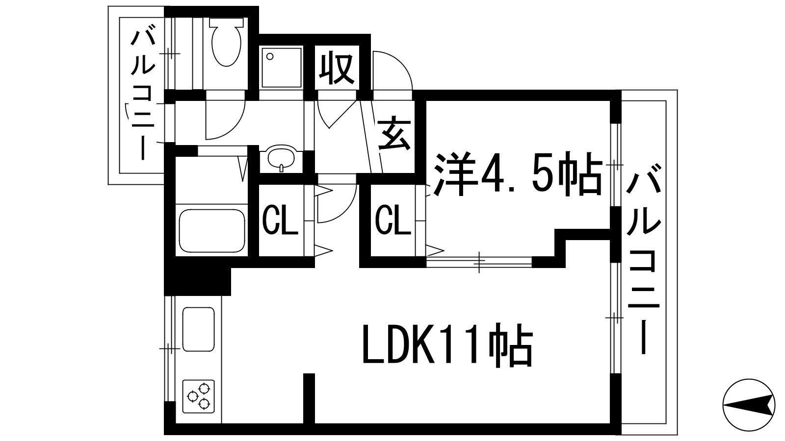 VIEWTERRACE売布(1LDK/2階)の間取り写真