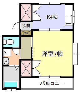 コンフォート姶良(1K/1階)の間取り写真