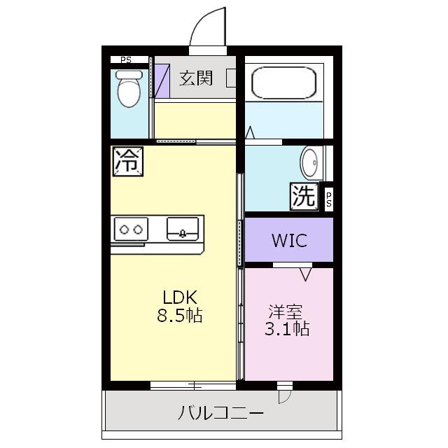 カトレア(1LDK/3階)の間取り写真
