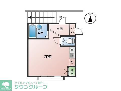 ドエル・イースト(ワンルーム/2階)の間取り写真