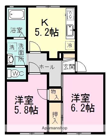 リッチボナールA(2K/1階)の間取り写真