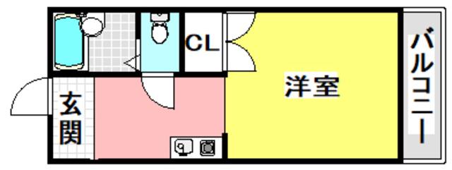 イーズIII(ワンルーム/4階)の間取り写真