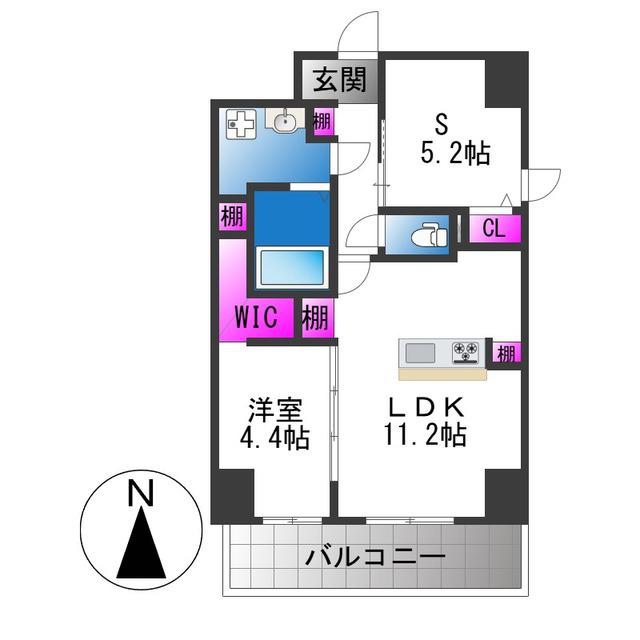ハイラインV(1LDK/13階)の間取り写真
