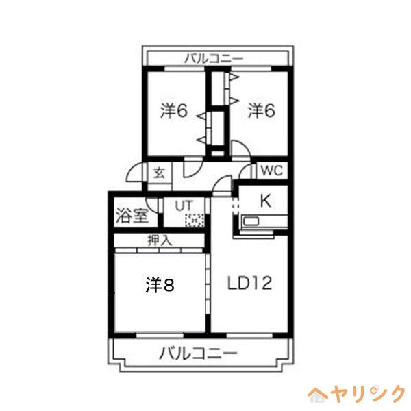 メゾンT&T(3LDK/3階)の間取り写真