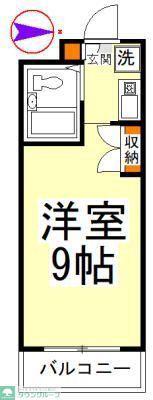 グリーンヒルズ(ワンルーム/2階)の間取り写真