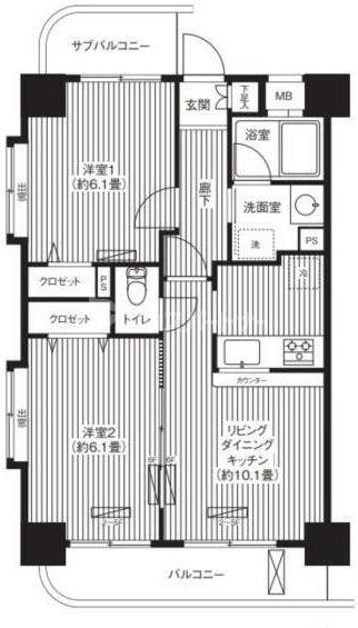 プラン・デズポワール(2LDK/4階)の間取り写真