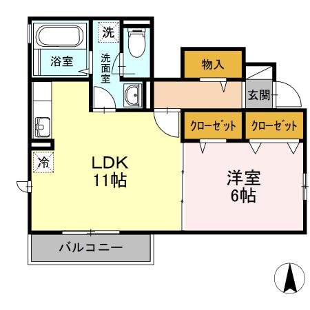 アストルム(1LDK/1階)の間取り写真