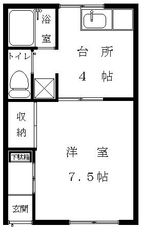 ドリームハウス(1K/1階)の間取り写真